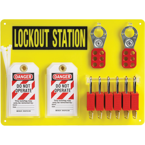 Lockout Board with Keyed Different Nylon Safety Lockout Padlocks, Plastic Padlocks, 6 Padlock Capacity, Padlocks Included Equipment World