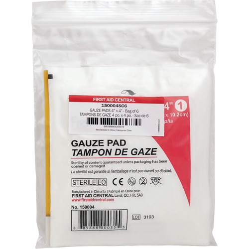 SmartCompliance&reg; Refill Gauze, Pad, 4" L x 4" W, Sterile, Medical Device Class 1 Equipment World