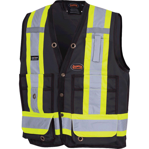 6692BK Surveyor's Safety Vest, Black, Medium, Polyester Equipment World