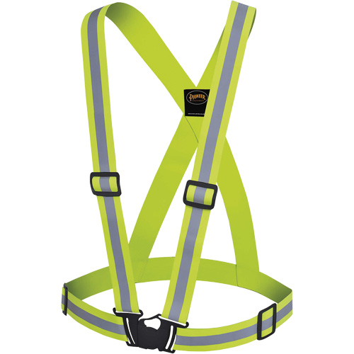 5497 Safety Sash, High Visibility Lime-Yellow, Silver Reflective Colour, One Size Equipment World