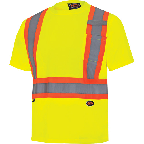 6991 Bird's-Eye Safety Shirt, Polyester, 3X-Large, High Visibility Lime-Yellow Equipment World