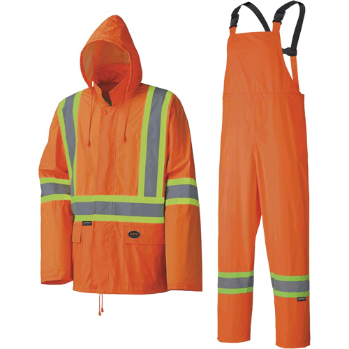 5598 Lightweight Waterproof Rain Suit, Polyester/PVC, Small, High Visibility Orange Equipment World