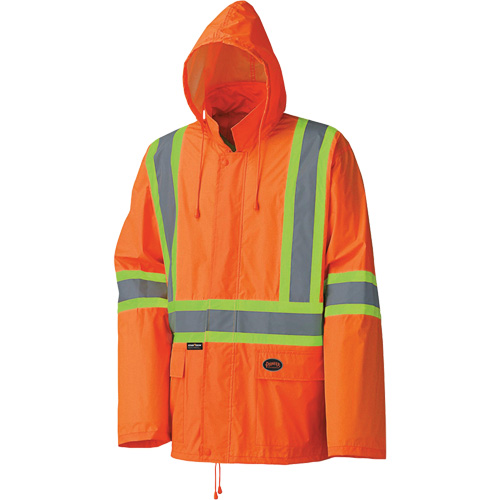 5598 Lightweight Waterproof Rain Suit, Polyester/PVC, Small, High Visibility Orange Equipment World