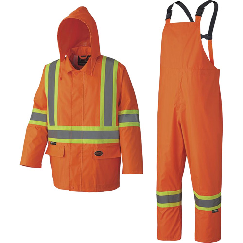 5608 210D Waterproof Rain Suit, Polyester/PVC, Small, High Visibility Orange Equipment World
