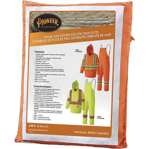 5608 210D Waterproof Rain Suit, Polyester/PVC, Small, High Visibility Orange Equipment World