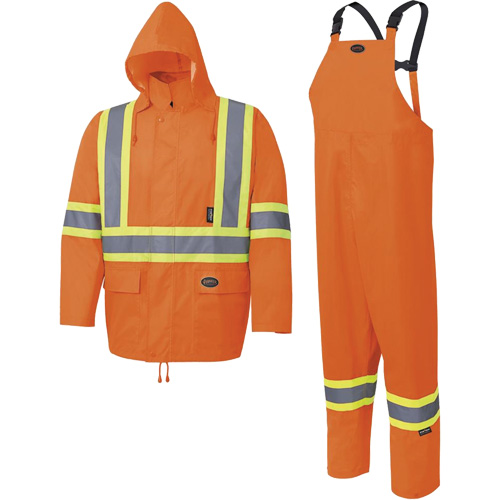 5618 150D Rain Suit, Polyester/Polyurethane, Small, High Visibility Orange Equipment World