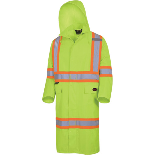 5631 The Rock 300D Waterproof Long Coat, Polyester, Small, High Visibility Lime-Yellow Equipment World