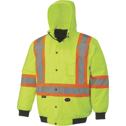 5023 Waterproof 7-in-1 Bomber Jacket, Polyester, High Visibility Lime-Yellow, Small Equipment World