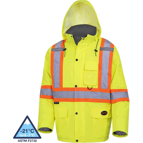 5031 Waterproof Quilted Safety Parka, High Visibility Lime-Yellow, Small Equipment World