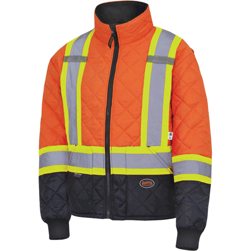 5015 Quilted Freezer Jacket, Polyester, Black/High Visibility Orange, X-Small Equipment World