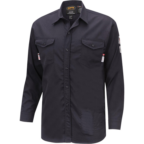 7742 FR-Tech&reg; Flame-Resistant Safety Shirt, Small, Navy Blue Equipment World