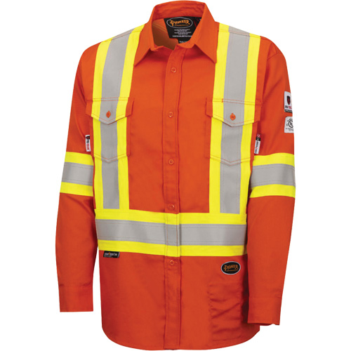 7743 FR-Tech&reg; Flame-Resistant Safety Shirt, Small, High Visibility Orange Equipment World