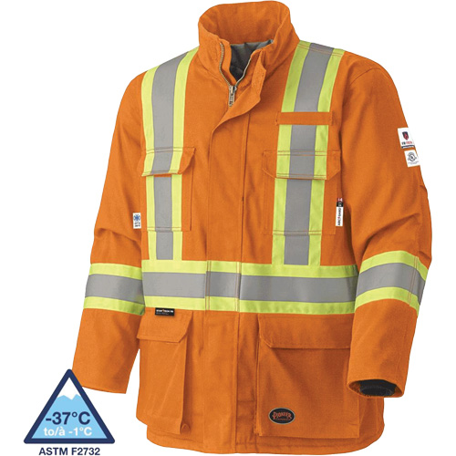 5533 Flame-Resistant Safety Parka, Small, High Visibility Orange, 58 cal/cm² Equipment World