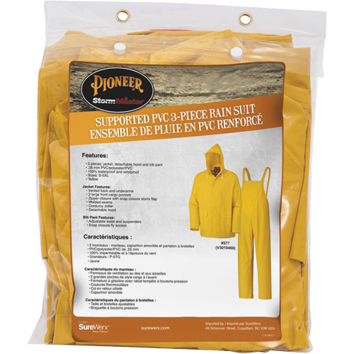 577 3-Piece Rain Suit, Polyester/PVC, 6X-Large, Yellow Equipment World
