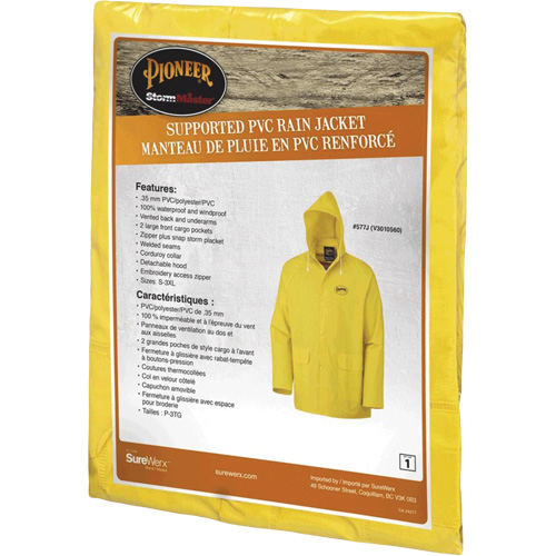 577J Rain Jacket, Polyester/PVC, Small, Yellow Equipment World