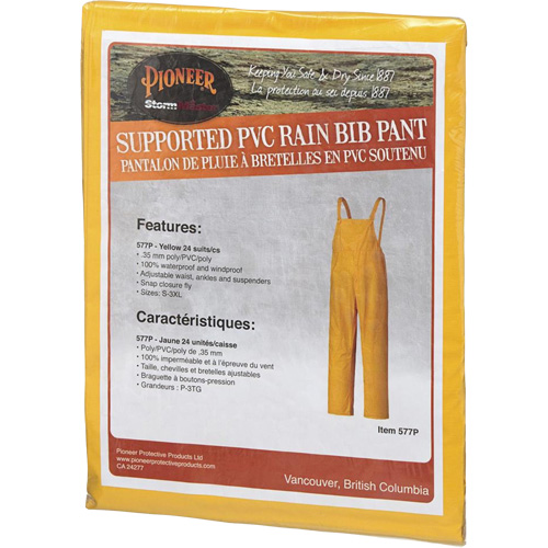 577P Storm Master&reg; Bib Pants, Small, Polyester/PVC, Yellow Equipment World