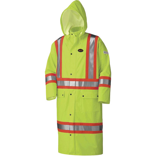 5897 Flame Resistant Waterproof Long Coat, Large, High Visibility Lime-Yellow Equipment World