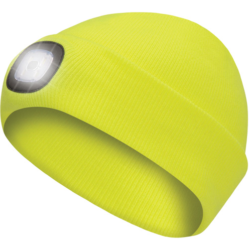 5676 Knit Toque with LED Headlight, Fleece Lining, One Size, High Visibility Yellow Equipment World