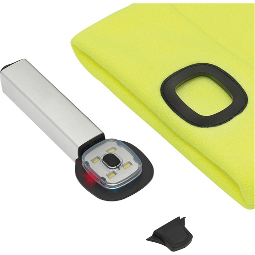 5676 Knit Toque with LED Headlight, Fleece Lining, One Size, High Visibility Yellow Equipment World
