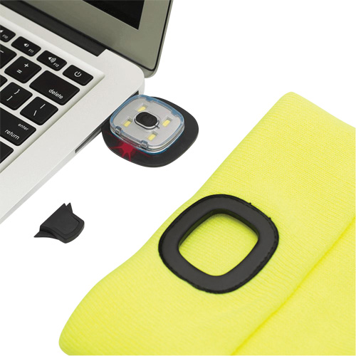 5676 Knit Toque with LED Headlight, Fleece Lining, One Size, High Visibility Yellow Equipment World