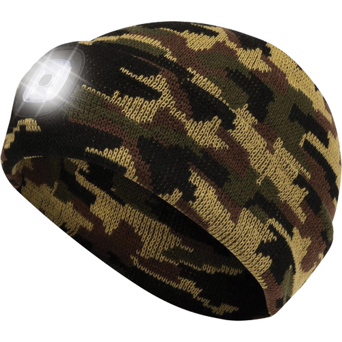 5677 Knit Toque with LED Headlight, Fleece Lining, One Size, Camo Equipment World