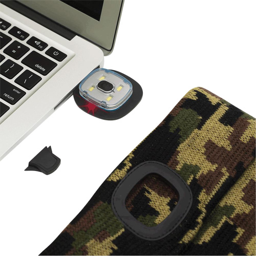 5677 Knit Toque with LED Headlight, Fleece Lining, One Size, Camo Equipment World