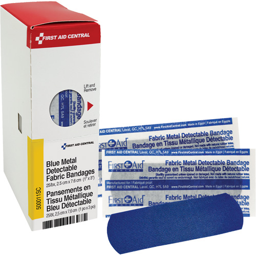 Fabric Blue Detectable Bandages, Rectangular/Square, 1", Fabric Metal Detectable, Sterile Equipment World