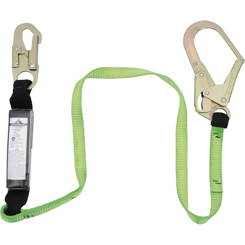 SA-5402-4 Shock Absorbing Lanyard, 4', Rebar Hook Center, Snap Hook Leg Ends, Polyester Equipment World