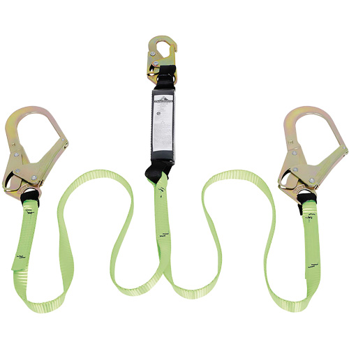 SA-54022-6 Shock Absorbing Lanyard, 6', Rebar Hook Center, Snap Hook Leg Ends, Polyester Equipment World