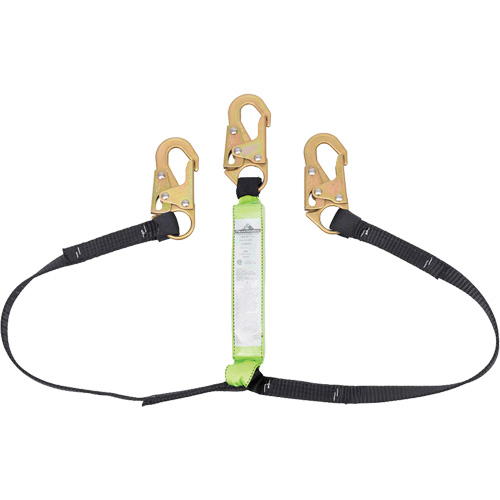 SA-64000-6 Shock Absorbing Lanyard, 6', Snap Hook Center, Snap Hook Leg Ends, Polyester Equipment World