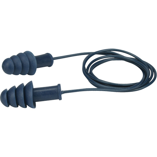 Bouchons doreilles en TPR d&eacute;tectables et r&eacute;utilisables, Avec cordon, Vrac - Boîte, 27 dB NRR, Taille unique Equipment World