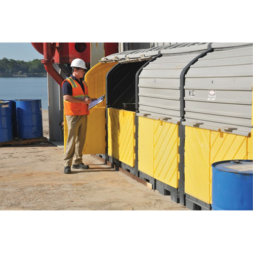 P16 Plus Ultra-Hard Top Spill Pallets&reg; with Drain, 250" L x 79" W x 62" H, 9000 lbs. Load Capacity Equipment World