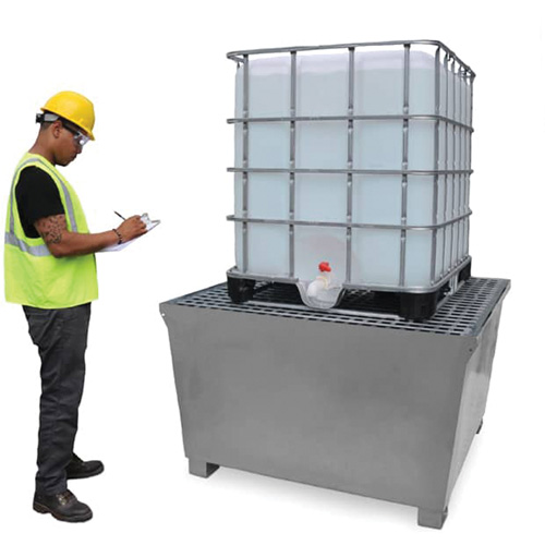 Ultra-IBC Spill Pallet en acier, Capacit&eacute; de d&eacute;versement 370 gal. US, 57,6" x 34,7" x 56,9" Equipment World