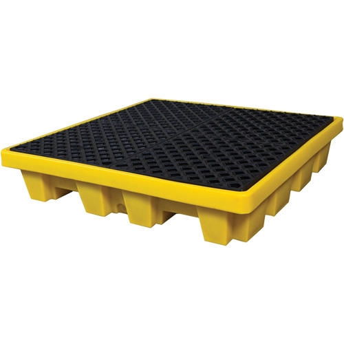 Ultra-Spill Pallet emboitable, 4 barils, Capacit&eacute; de d&eacute;versement 66 gal. US, 51" x 51" x 10" Equipment World