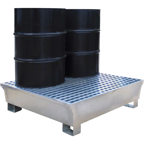 Ultra-Spill Pallet en acier, 2 barils, Capacit&eacute; de d&eacute;versement 68 gal. US, 47,2" x 31,4" x 17,4" Equipment World
