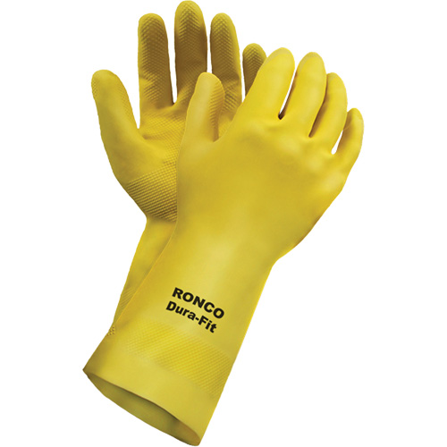 Dura-Fit Reusable Gloves, Size Small/7, 12" L, Latex, Flock-Lined Inner Lining, 20-mil Equipment World