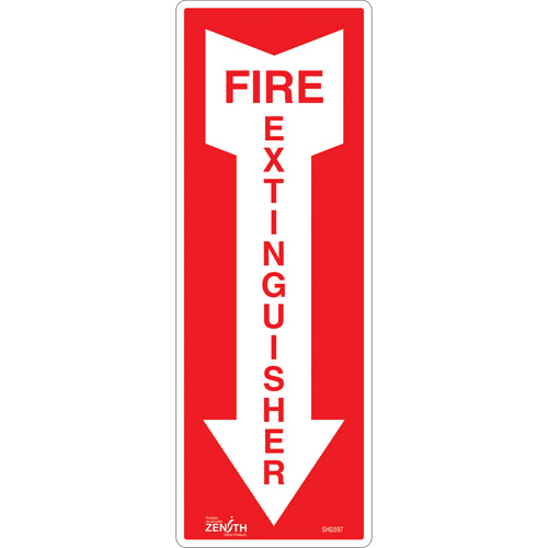 Enseigne Fire Extinguisher, 5" x 14", Vinyle, Anglais avec pictogramme Equipment World