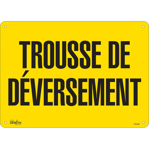"Trousse de d&eacute;versement" Sign, 10" x 14", Plastic, French Equipment World