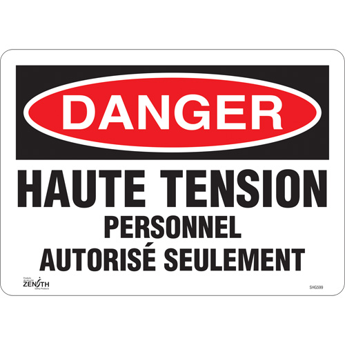 Enseigne  Haute tension , 10" x 14", Vinyle, Français Equipment World