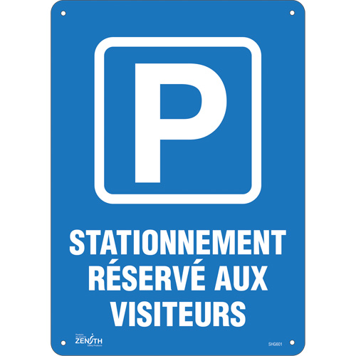 Enseigne  Stationnement r&eacute;serv&eacute; aux visiteurs , 10" x 14", Plastique, Français avec pictogramme Equipment World
