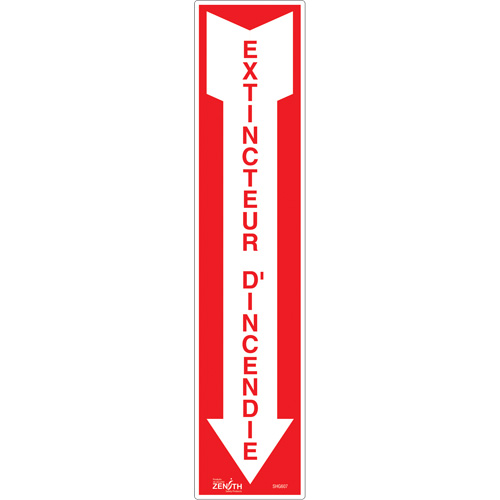 "Extincteur d'incendie" Sign, 4" x 18", Vinyl, French with Pictogram Equipment World