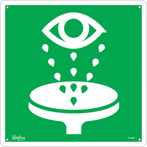 Enseigne de s&eacute;curit&eacute; conforme &agrave; la CSA - Eye Wash, 12" x 12", Aluminium, Pictogramme Equipment World