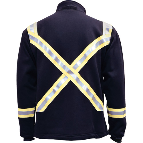 Flame Resistant Striped Full Zip Fleece Jacket, Medium, Navy Blue Equipment World