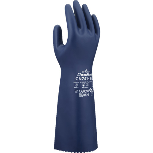 CN741 Chemical-Resistant Gloves, Size Small/7, 15" L, Nitrile, 15-mil Equipment World