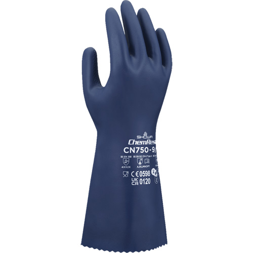 CN750 Chemical-Resistant Gloves, Size Small/7, 13" L, Nitrile, 18-mil Equipment World