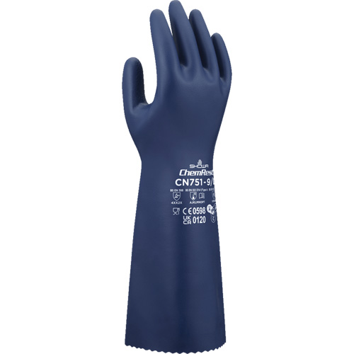 CN751 Chemical-Resistant Gloves, Size Small/7, 15" L, Nitrile, 18-mil Equipment World