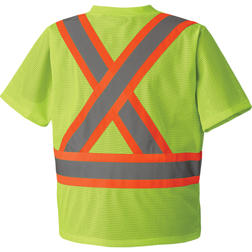 5993P Mesh Safety T-Shirt, Polyester, Small, High Visibility Lime-Yellow Equipment World