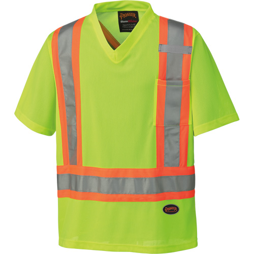 6989 Traffic Micro Mesh T-Shirt, X-Small, High Visibility Lime-Yellow Equipment World