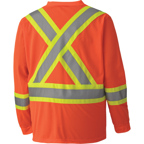 6984 Traffic Micro Mesh Long-Sleeved Safety Shirt, Small, High Visibility Orange Equipment World