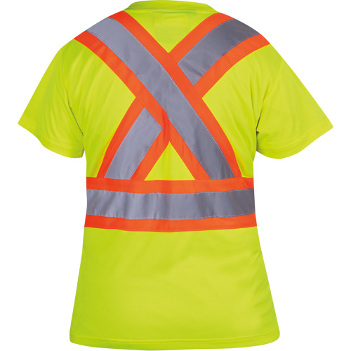 6949 Women's Bird's-Eye Safety T-Shirt, Polyester, X-Small, High Visibility Lime-Yellow Equipment World